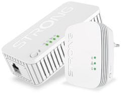 STRONG sada 2 adaptérov Powerline WF 1000 DUO MINI / Powerline 1000 Mbit / s / Wi-Fi 750 Mbit / s / 1x LAN / biely