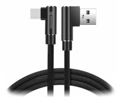 SWISSTEN textilný dátový kábel Arcade USB / USB-C 1,2 M / L konektory / Čierny