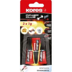 KORES Sekundové lepidlo Power Glue - Gél, 3 x 1 g - blister