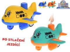 Lietadlo 10 cm po stlačení jazdiace (modrá, zelená, žltá, oranžová)