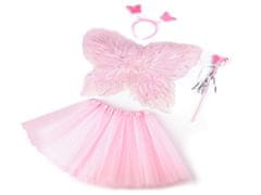 Karnevalový kostým - víla, páperové krídla - ružová sv.