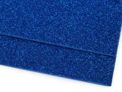 Penová guma Moosgummi s glitrami 20x30 cm - modrá (2 ks)
