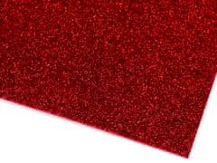Samolepiace penová guma Moosgummi s glitrami 20x30 cm - červená (10 ks)