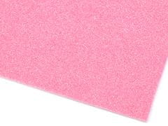 Samolepiace penová guma Moosgummi s glitrami 20x30 cm - ružová (10 ks)