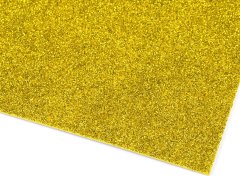 Samolepiace penová guma Moosgummi s glitrami 20x30 cm - zlatá sv. (2 ks)