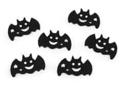 Filcová tekvica, netopier s glitrami, Halloween - čierna netopier (12 ks)