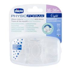 Chicco Cumlík Physio Luxe celosilikónový 16-36m crystal 2 ks