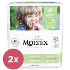 MOLTEX 2x Pure&Nature Plienky jednorazové 4 Maxi (7-18 kg) 29 ks