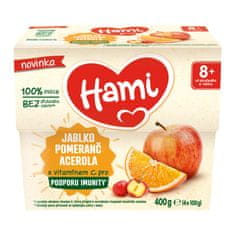 Hami Príkrm ovocný 100% ovocie jablko pomaranč acerola 400g, 8+