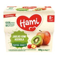 Hami Príkrm ovocný 100% ovocie jablko kivi acerola 400g, 8+