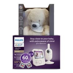 Philips Avent Opatrovateľka detská video SCD891/26+NATTOU Usávač 4v1 Sleepy Bear Beige 0m+