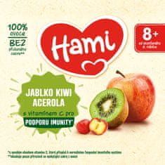 Hami Príkrm ovocný 100% ovocie jablko kivi acerola 400g, 8+