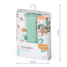 BabyOno Plienky mušelínové Super Soft 3 ks - Mint, 70x70 cm