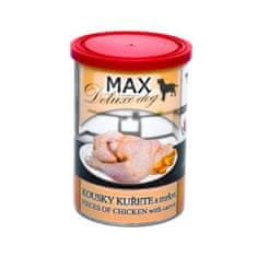 MAX Deluxe Dog kúsky kurčaťa s mrkvou, konzerva 400 g