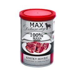 MAX Deluxe Dog kocky hovädzej svaloviny s chrupavkou, konzerva 400 g