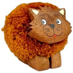 Dvěděti Dřevěná figurka XL pompom Kočka