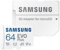 SAMSUNG EVO Plus 2024 MicroSDXC 64GB + SD Adaptér / CL10 UHS-I U1 / A1 / V10