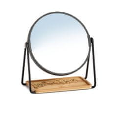 Zeller Kozmetické stolové zrkadlo, 2x zväčšenie, bambusová čierna 17,5x20,5cm
