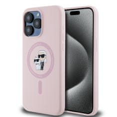 Karl Lagerfeld  Liquid Silicone Karl and Choupette Magsafe Zadný kryt pre iPhone 14 Pro Pink