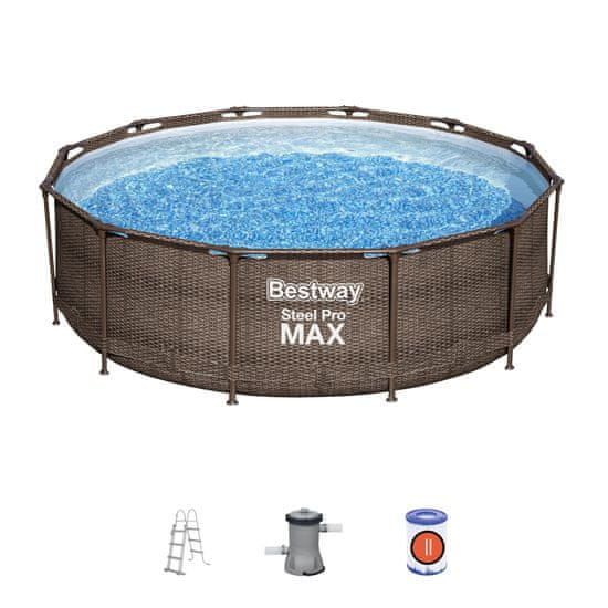 Bestway Bazén Bestway Steel Pro MAX, 56709, vzor ratan, kartušová filtrácia, rebrík, 366x100 cm