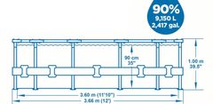 Bestway Bazén Bestway Steel Pro MAX, 56709, vzor ratan, kartušová filtrácia, rebrík, 366x100 cm