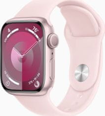 Apple Apple Watch Series 9 45mm Růžový hliník se světle růžovým sportovním řemínkem S/M
