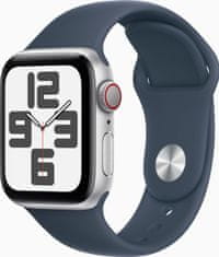 Apple Apple Watch SE GPS + Cellular 40mm Silver Aluminium Case with Storm Blue Sport Band - S/M