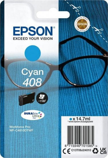 Epson inkoustová náplň Singlepack 408 DURABrite Ultra Ink/ C4810DTWF/ azurová