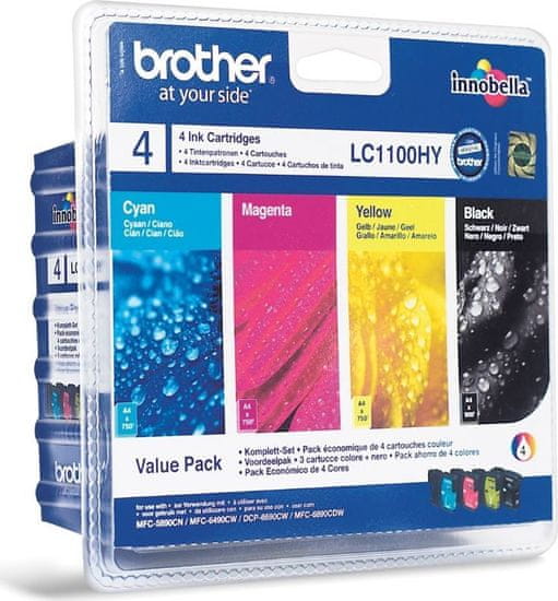 BROTHER inkoustová náplň LC-1100HY VALBP/ multipack/ Černá + tři barvy