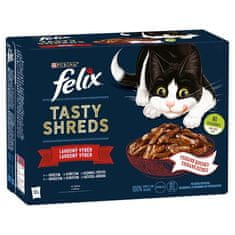 Felix TASTY SHREDS Multipack 12x80g hovädzie/ kura/ kačica/ morka v šťave