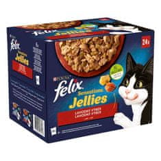 Felix Sensations Jellies kapsička 24x85g hovädzie s paradajkami, kura s mrkvou, kačica, jahňacie v lahodnom želé