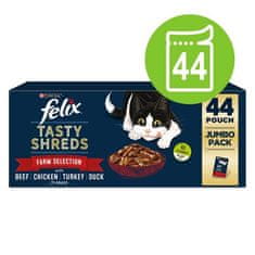 Felix TASTY SHREDS Multipack 44x80g s kuraťom/hovädzím/kačicou/morkou v šťave