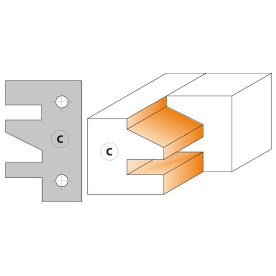 CMT Pár žiletiek profil C 40x24,5x2mm pre frézu C694014 (C695014C)