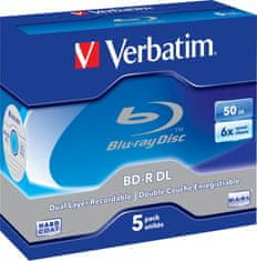 VERBATIM BD-R Blu-Ray DL 50GB/ 6x/ Jewel/ 5pack