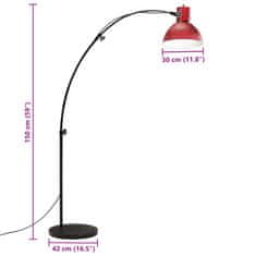 Petromila vidaXL Podlahová lampa 25 W šmuhovaná červená 150 cm E27