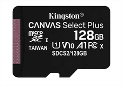 Kingston 128 GB microSDXC Canvas Select Plus A1 CL10 100 MB/s bez adaptéra