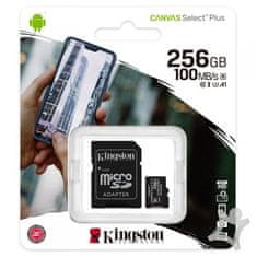 Kingston 256GB microSDXC Canvas Select Plus A1 CL10 100MB/s + adaptér SDCS2/256GB 