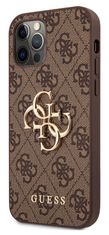 Guess Obal / kryt pre Apple iPhone 12/12Pro,hnedé Guess Big 4G Metal Logo Case