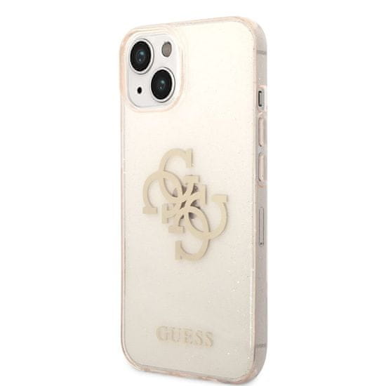 Guess Obal / kryt na Apple iPhone 14 Plus zlaté - Guess TPU Big 4G Full Glitter