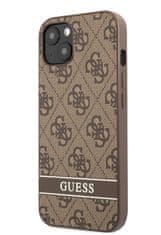 Guess Obal / kryt na Apple iPhone 13 hnedé - Guess PU 4G Stripe