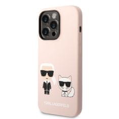 Karl Lagerfeld Obal / kryt na Apple iPhone 14 Pro Max ružové - Karl Lagerfeld a Choupette Liquid Silicone