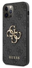 Guess Obal / kryt pre Apple iPhone 12/12 Pro, sivé Guess Big 4G Metal Logo Case