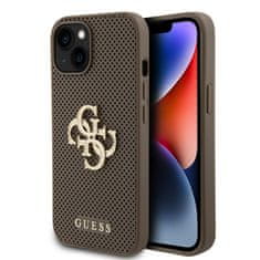 Guess Obal / kryt na Apple iPhone 15 hnedé - Guess PU Perforované 4G