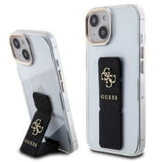 Guess Obal / kryt na Apple iPhone 15 priehľadné - Guess PU Grip Stand Metal Logo