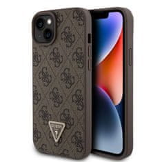 Guess Obal / kryt na Apple iPhone 15 Plus hnedé - Guess PU 4G Strass Triangle Metal Logo