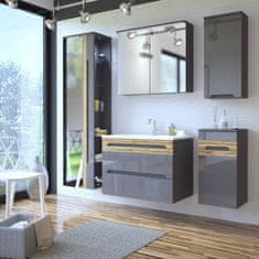 Kúpeľňová skrinka GALAXY GRAFIT 800 - sivý vysoký lesk/dub wotan