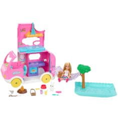 Mattel Bábika Barbie camper Chelsea mini + doplnky pre zvieratá HNH90 ZA5091