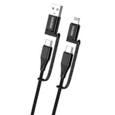 Kaku  KSC-654 Tuojie kábel 4 v 1 - USB + typ C na typ C + Lightning - 1,2 metra čierny