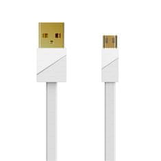 REMAX Pozlátený kábel RC-048m - USB na Micro USB - rýchle nabíjanie 3A 1 meter biely