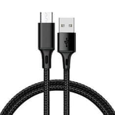 TopQ  Dátový kábel TYP 2 - USB na Micro USB - kovové zástrčky QC 3.0 1 meter čierny